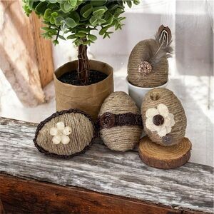 Shabby Chic Leather Jute Easter Eggs, Custom Eggs